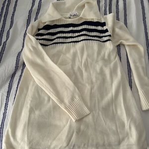 Vintage Maternity Sweater with color and blue stripes